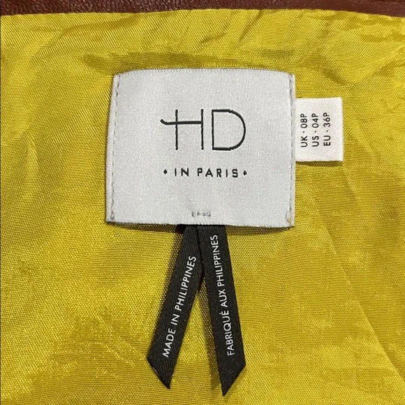 HD in Paris Asymmetrical Yellow And Brown Skirt Size 4 Petite - Picture 3 of 4